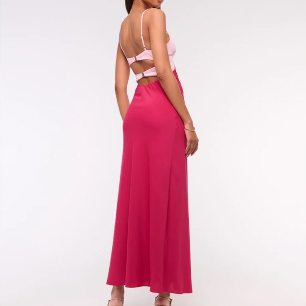 Abercrombie & Fitch Two-Tone Pink Maxi Dress with Cutout